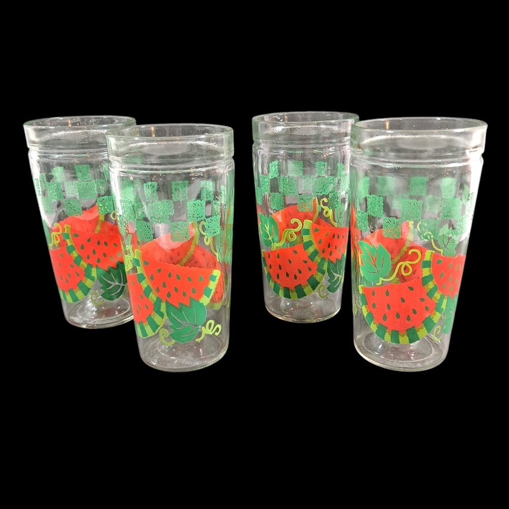 Vintage Anchor Hocking Watermelon Drinking Glasses 16oz Set of 4